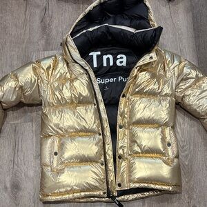 TNA Shiny Gold Puffer Coat
